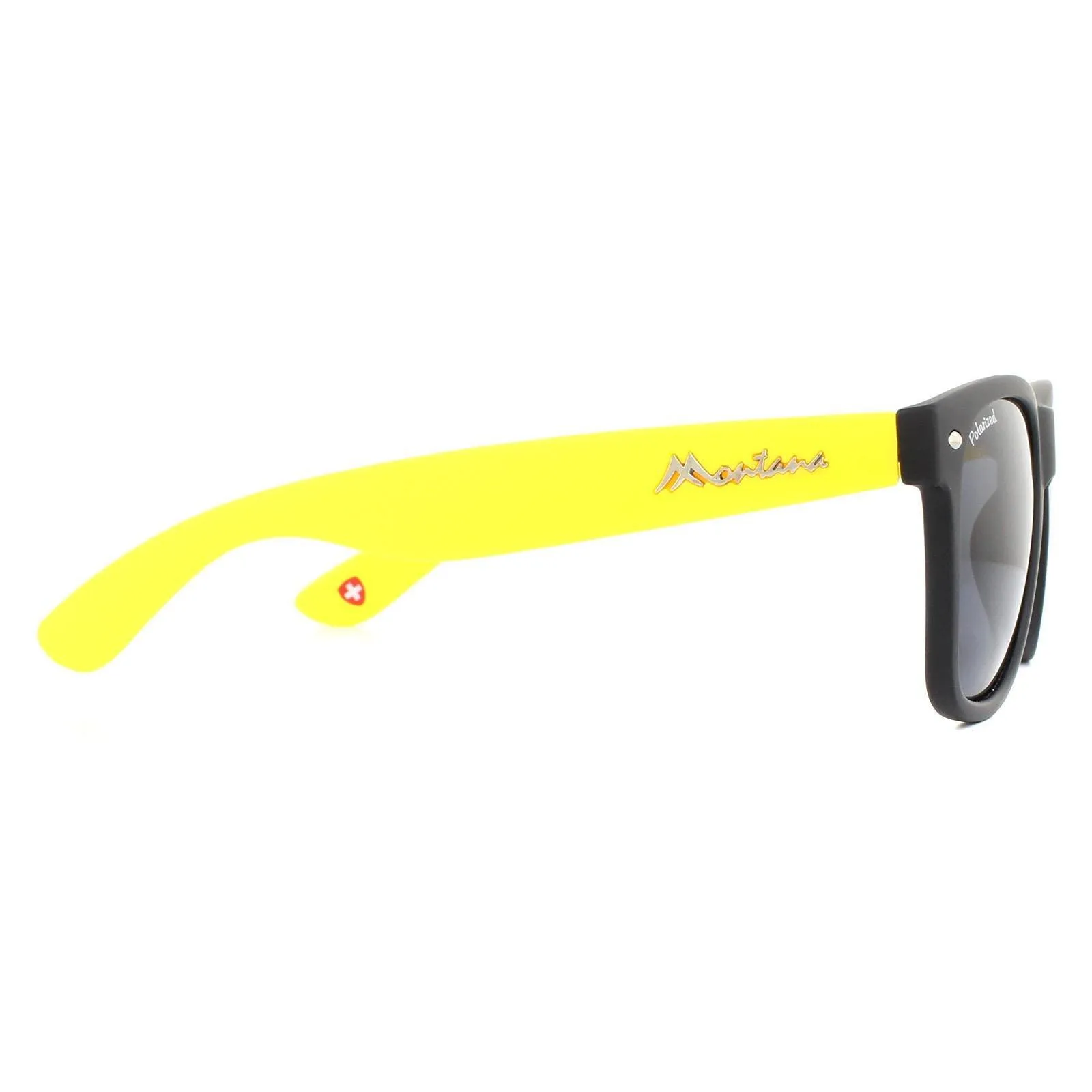 Sunglasses | Rectangle Black with Yellow Rubbertouch Black Polarized Sunglasses | montana