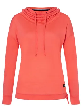 super.natural Women's Funnel Hoodie Living Coral | Buy super.natural Women's Funnel Hoodie Living Coral here | Outnort