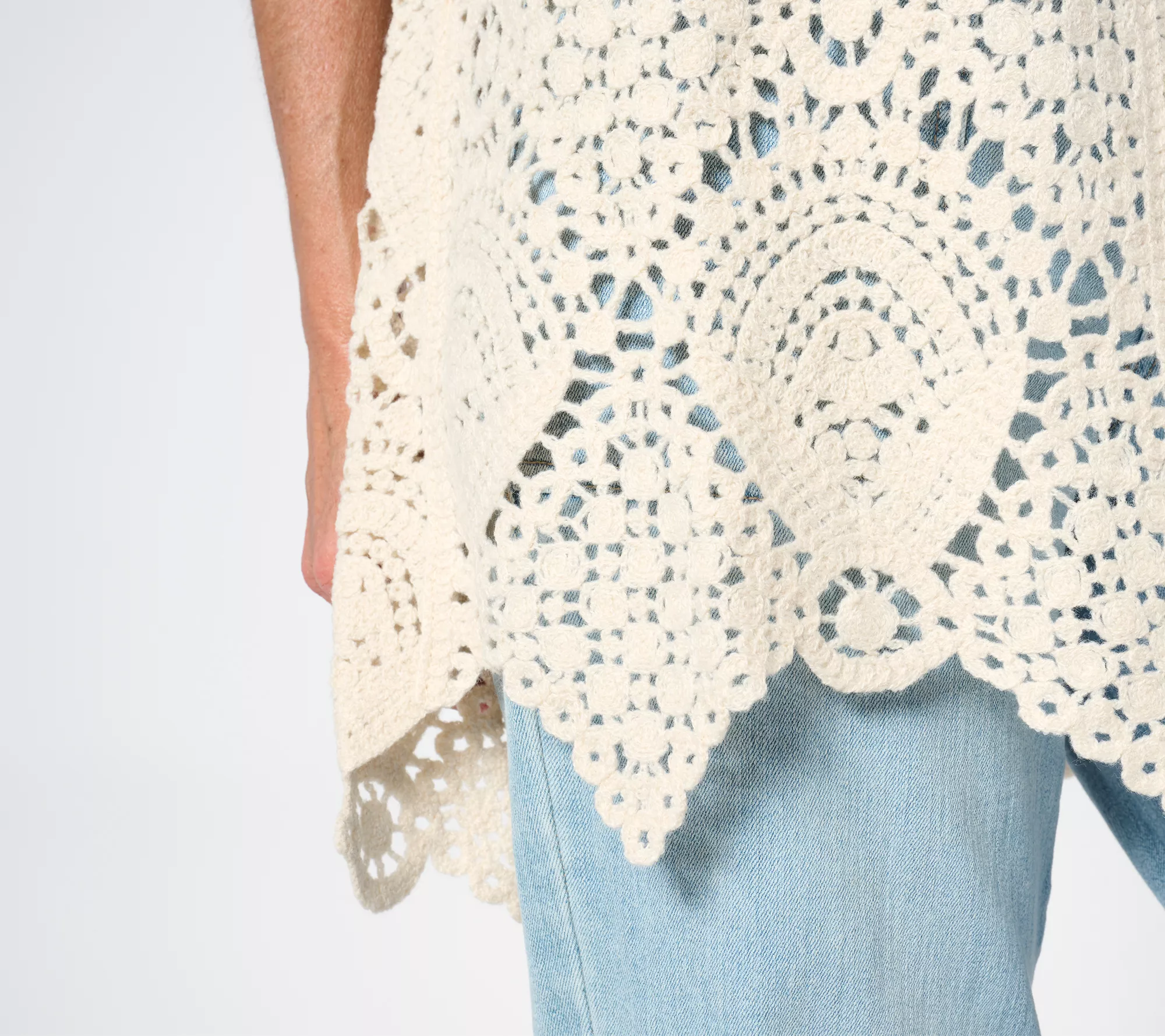 Susan Graver Passport Crochet Vest with Scalloped Hem