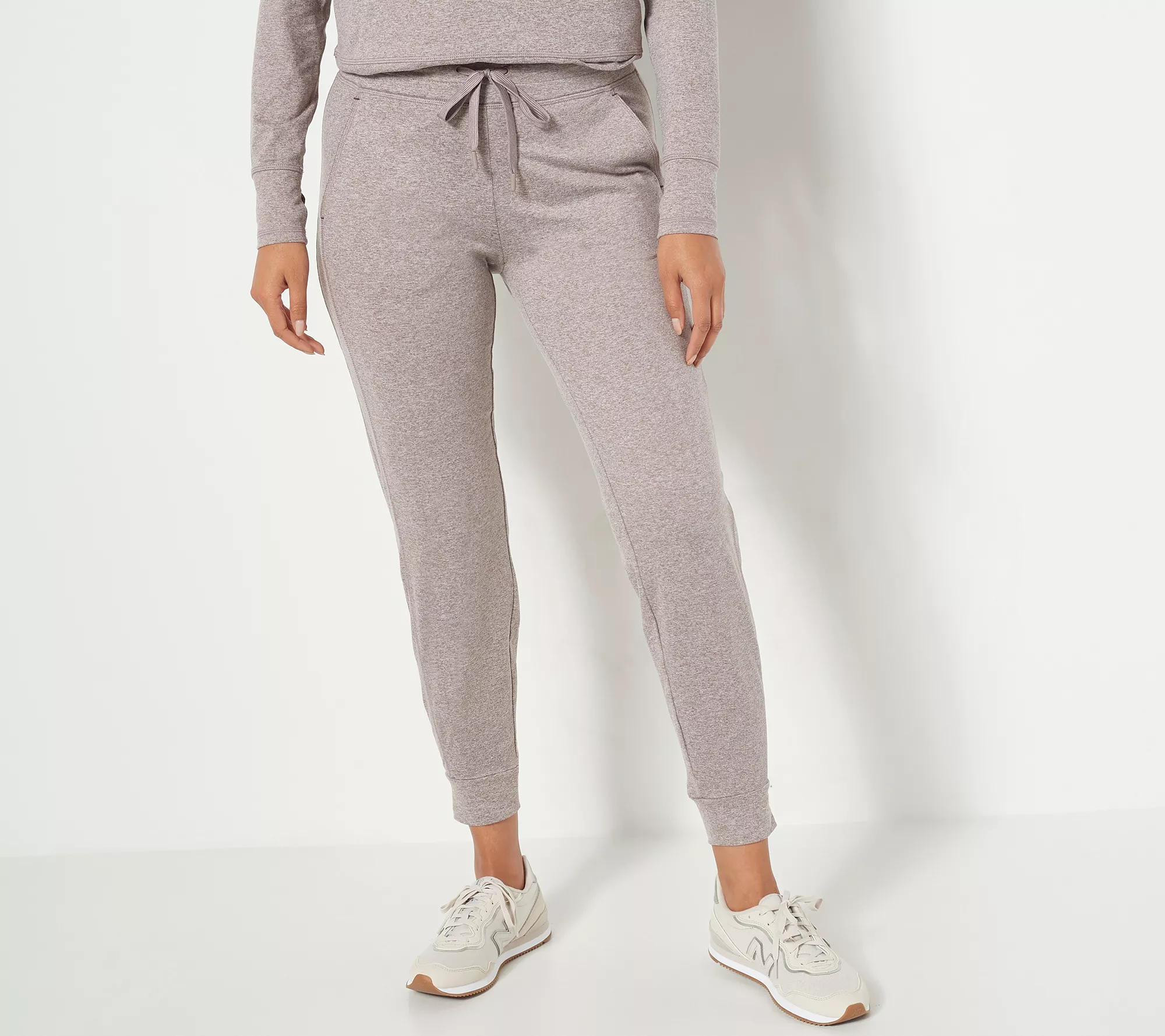 Susan Graver SG Sport Heather Petite Knit Joggers with Drawstring