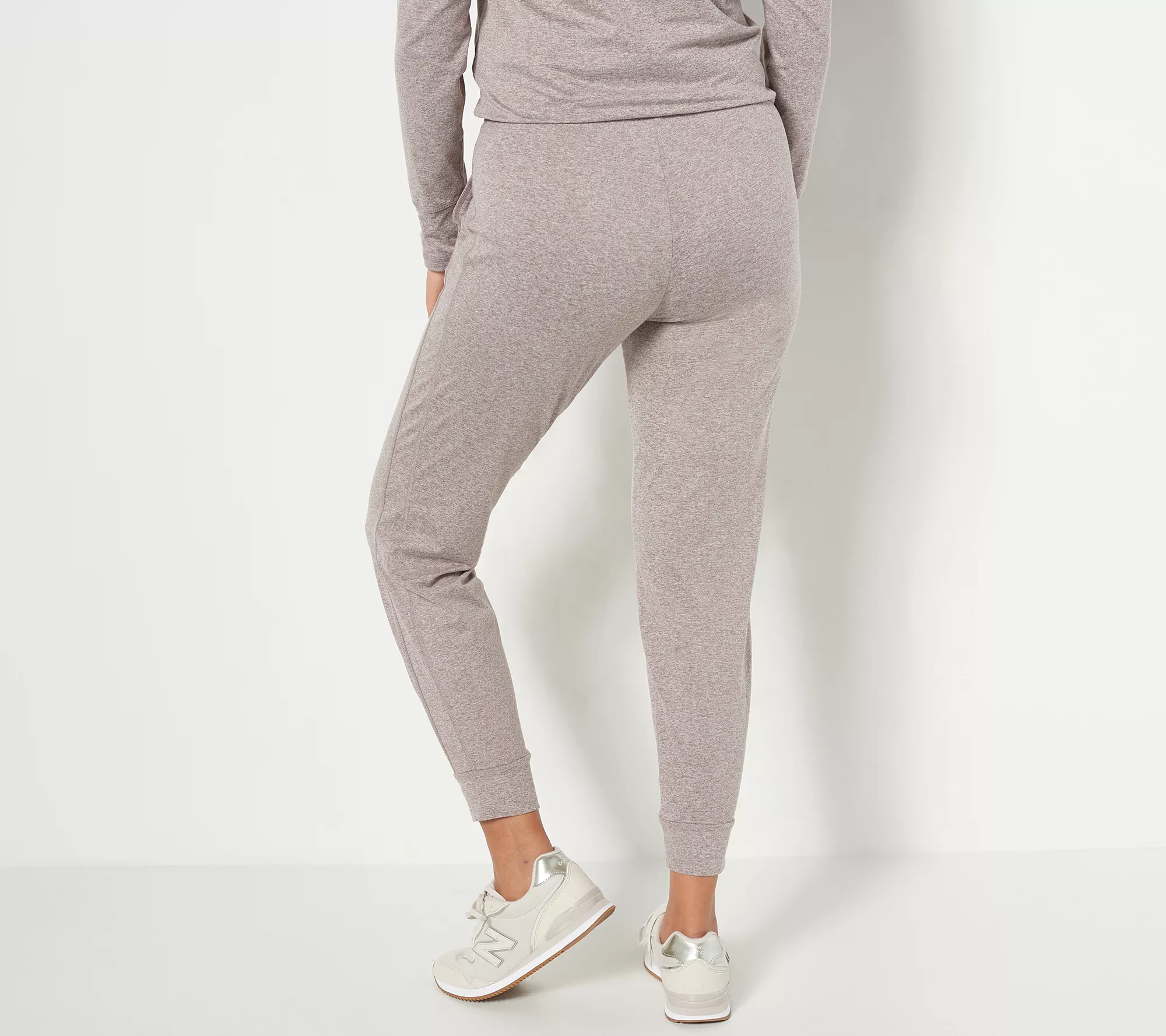 Susan Graver SG Sport Heather Petite Knit Joggers with Drawstring