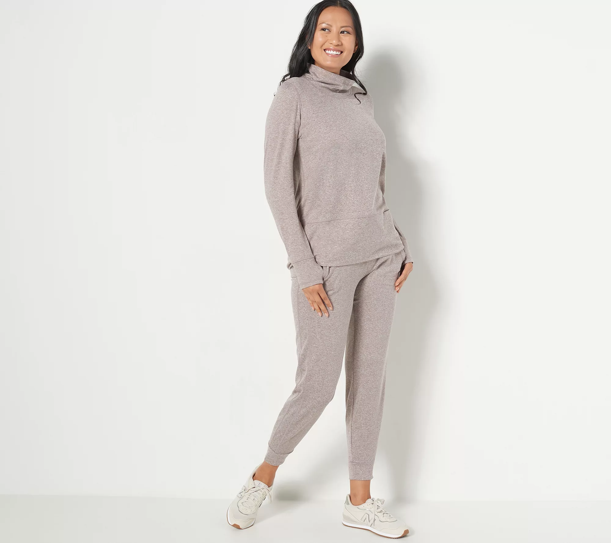 Susan Graver SG Sport Heather Petite Knit Joggers with Drawstring