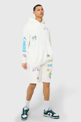 Tall Graffiti Doodle Hooded Short Tracksuit