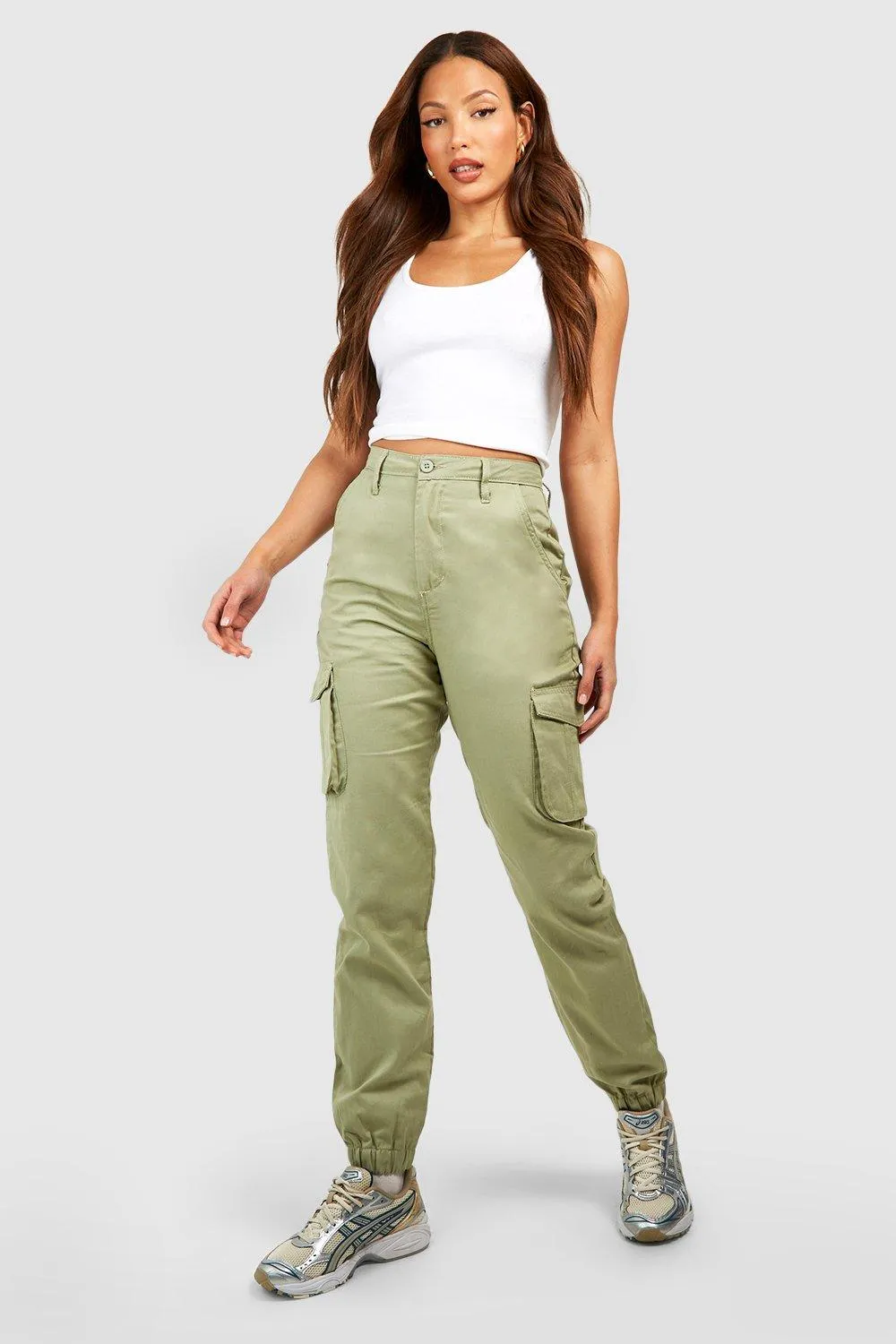 Tall High Waisted Twill Cargo Joggers