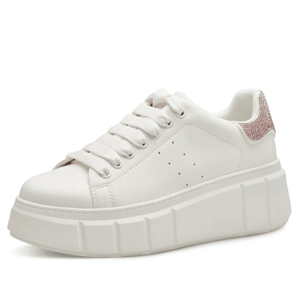 Tamaris 23743 White with Fuchsia Diamante Trainers