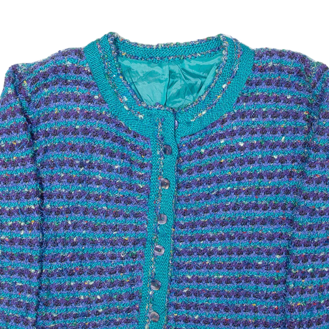 Tassle Womens Jacket Blue 90s Striped M