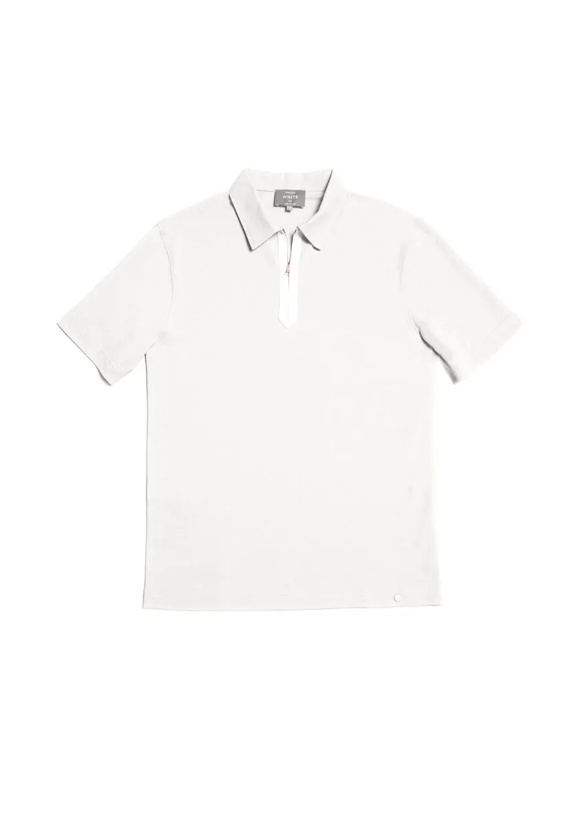 The Ashley Zip Polo - Flake White