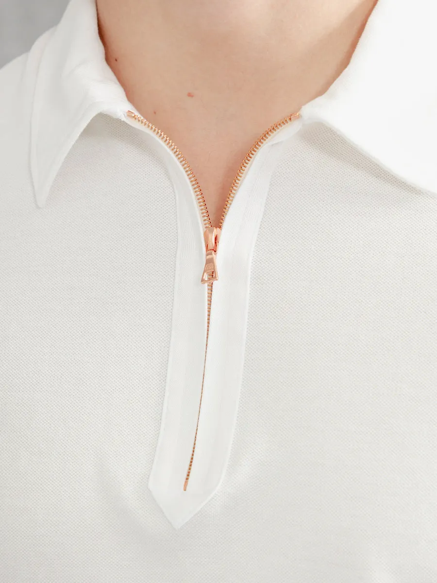 The Ashley Zip Polo - Flake White