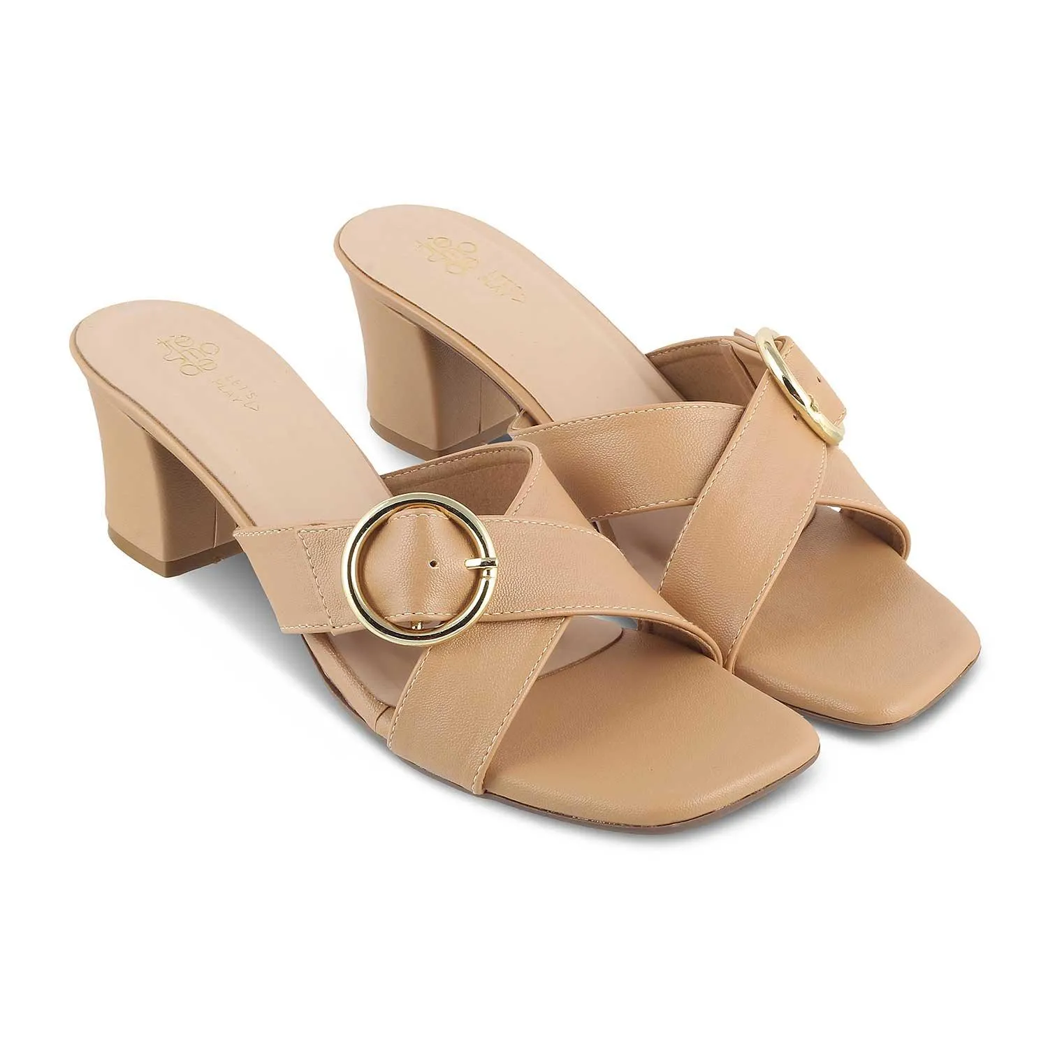 The Glide Beige Women's Dress Block Heel Sandals Tresmode