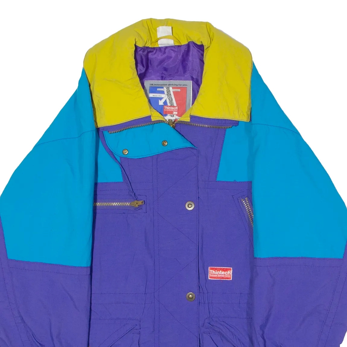 THINTECH Mens Jacket Purple 90s Colourblock S