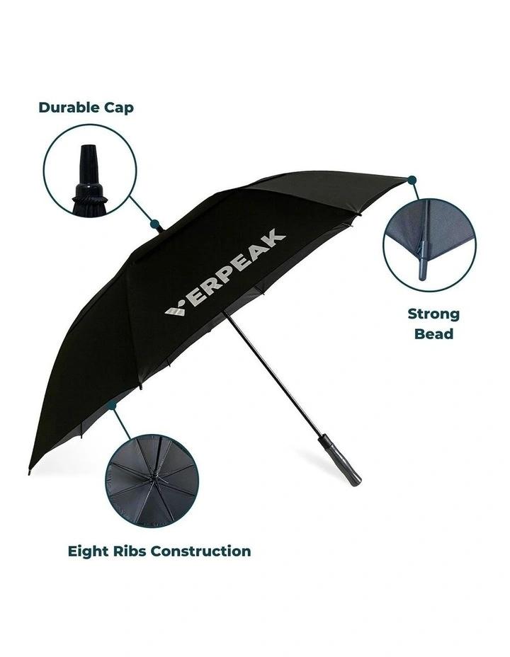 Ultra Large Golf 62 210T Pongee Micro-weave Fabric Umbrella in Black