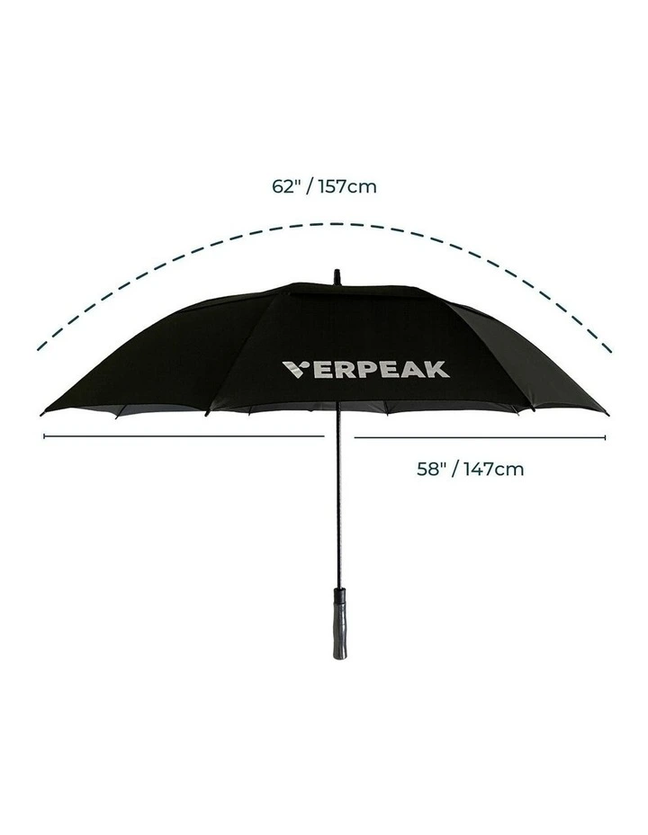 Ultra Large Golf 62 210T Pongee Micro-weave Fabric Umbrella in Black