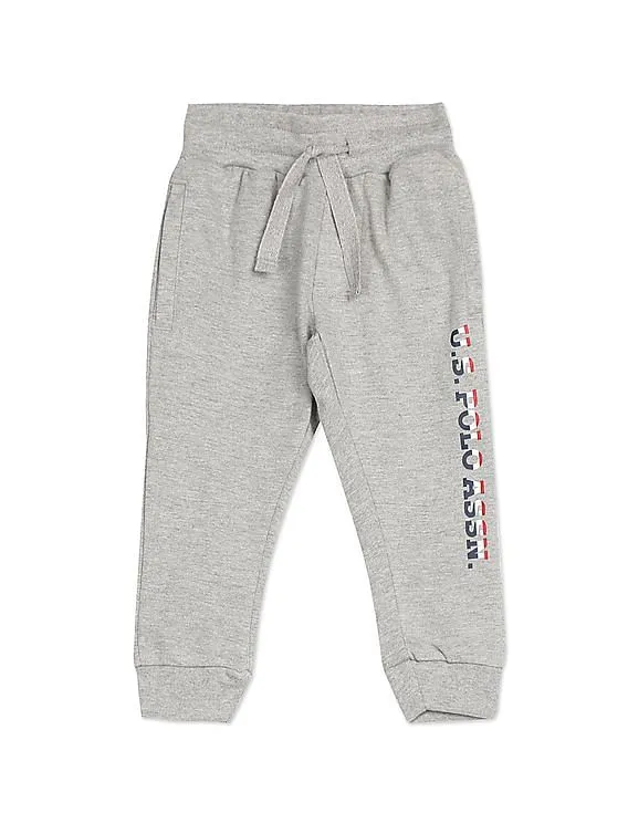 U.S. Polo Assn. Kids Boys Grey Drawstring Waist Heathered Joggers