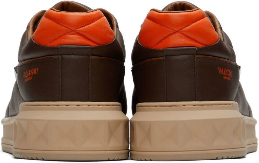 Valentino Garavani Brown & Off-White One Stud Low-Top Sneakers