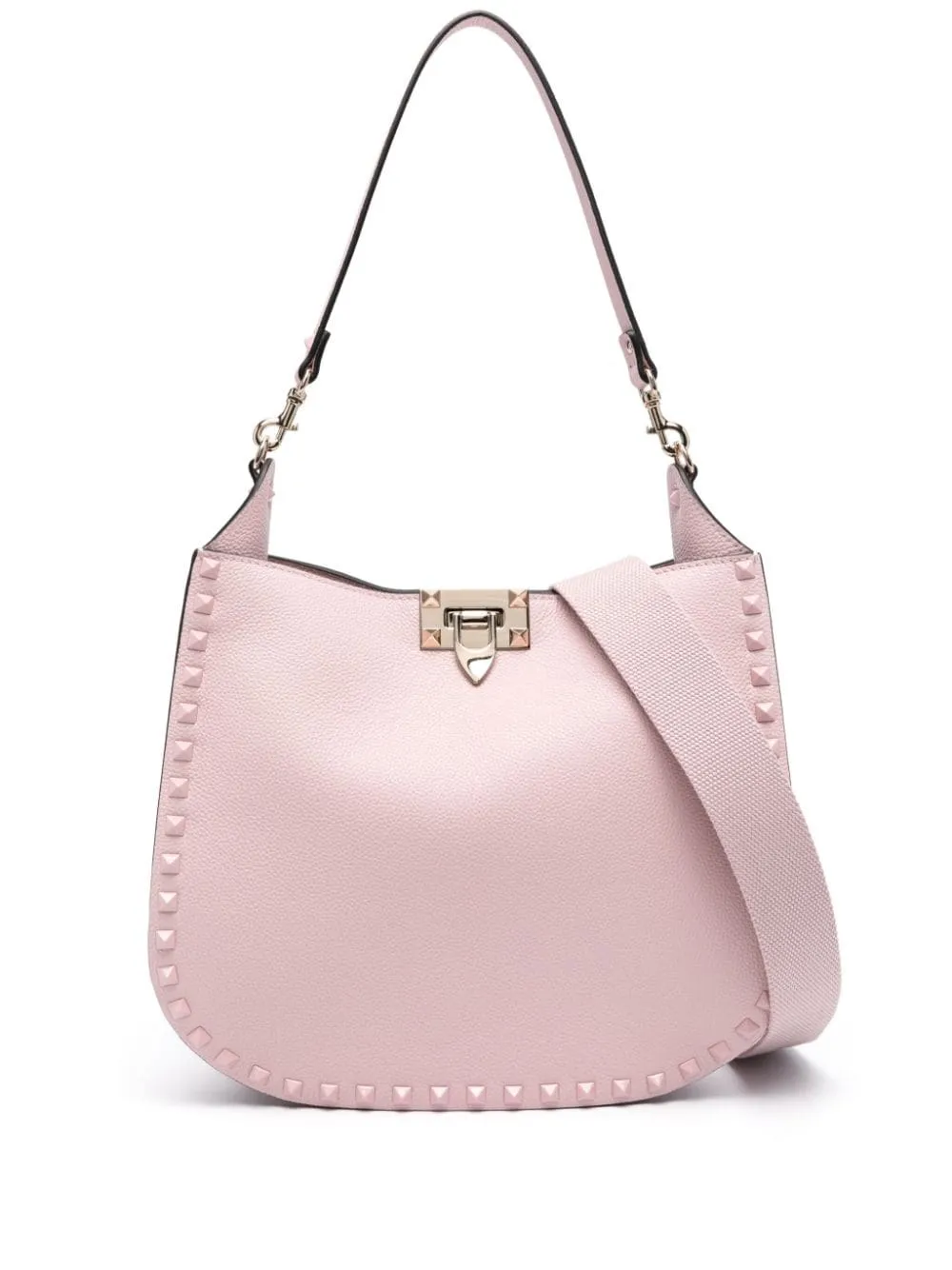 VALENTINO GARAVANI Elegant Pink Leather Hobo Handbag with Rockstud Detail