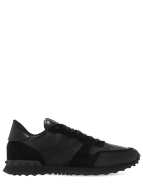 Valentino Garavani   Rock Runner leather & canvas sneakers 