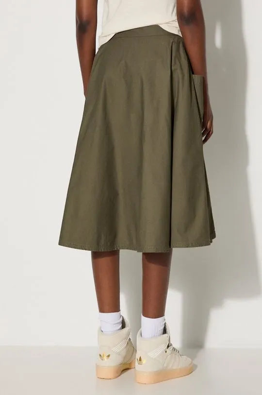 Vans cotton skirt Premium Classics LX A-Line Ruched Skirt green color VN000GZ5KCZ1