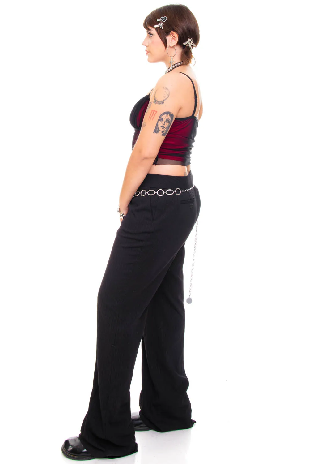 Vintage 90's Black Dotted Trousers - L