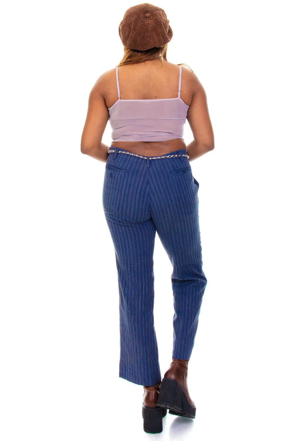 Vintage 90's Moody Blue Stripe Trousers - L/XL