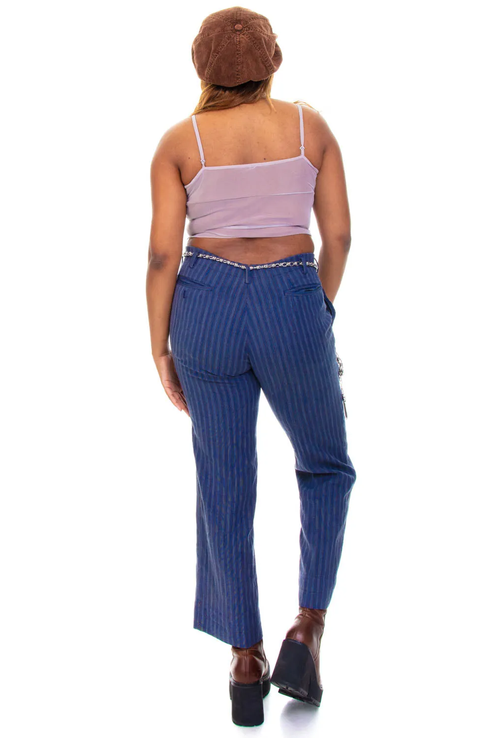 Vintage 90's Moody Blue Stripe Trousers - L/XL