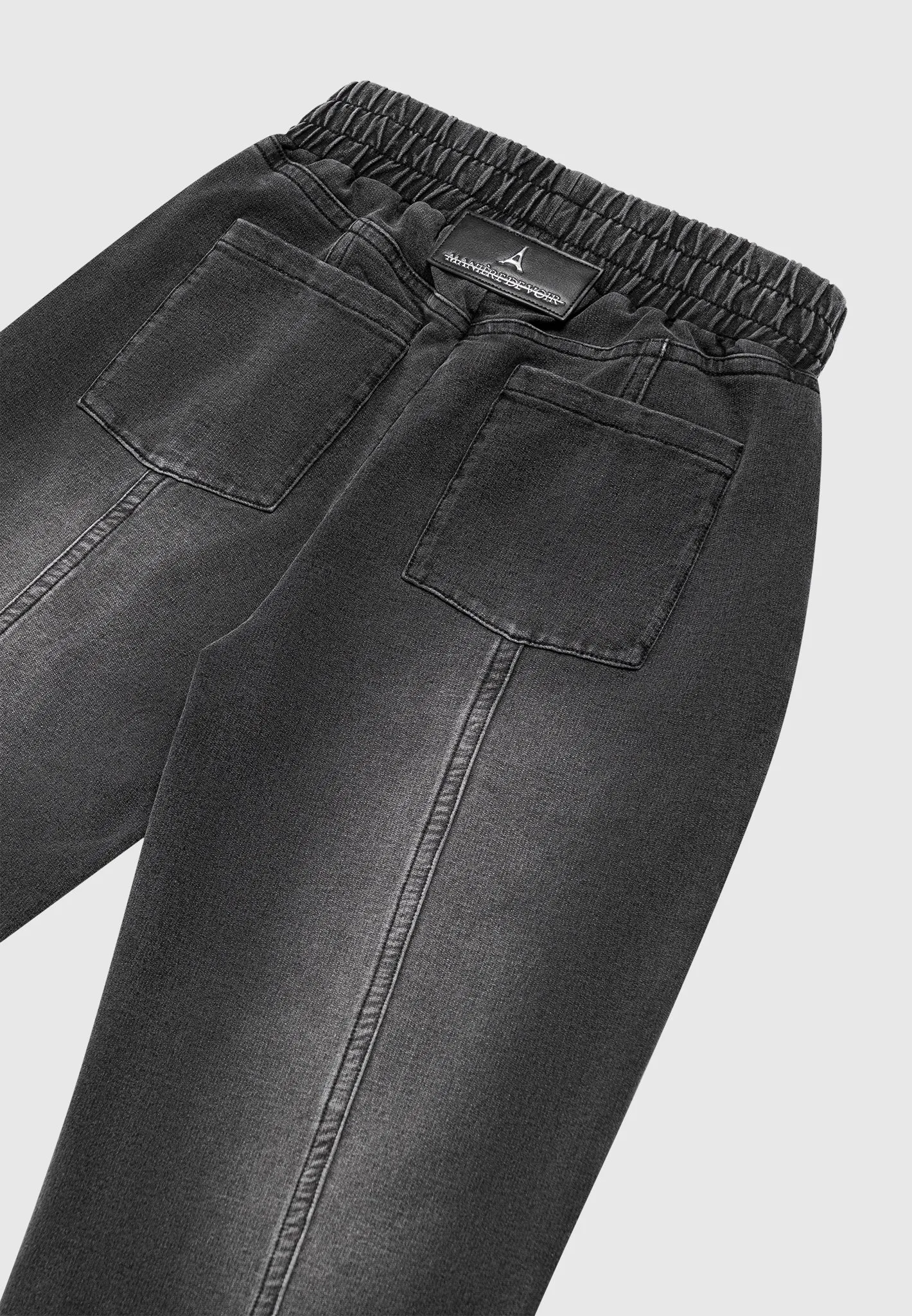 Washed Denim Jersey Joggers - Washed Black