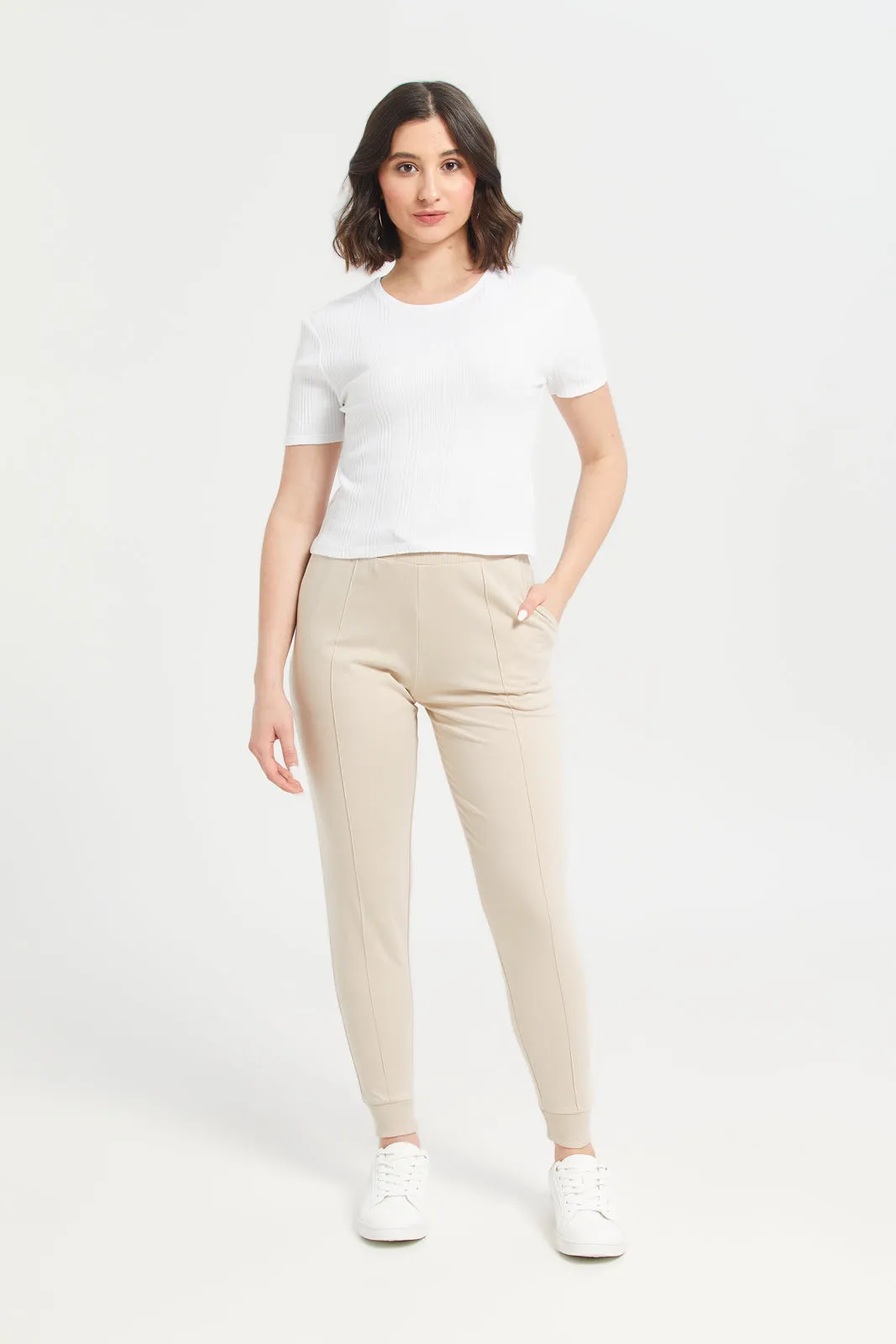 Women Beige Joggers