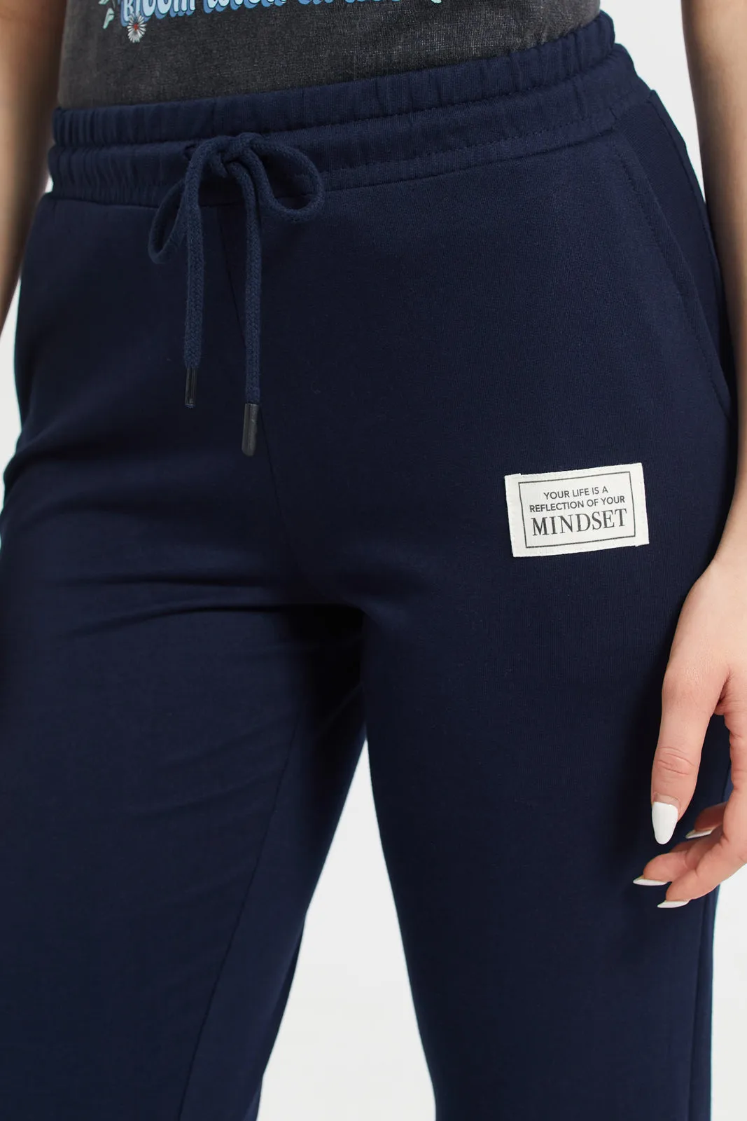 Women Navy Embroidered Joggers