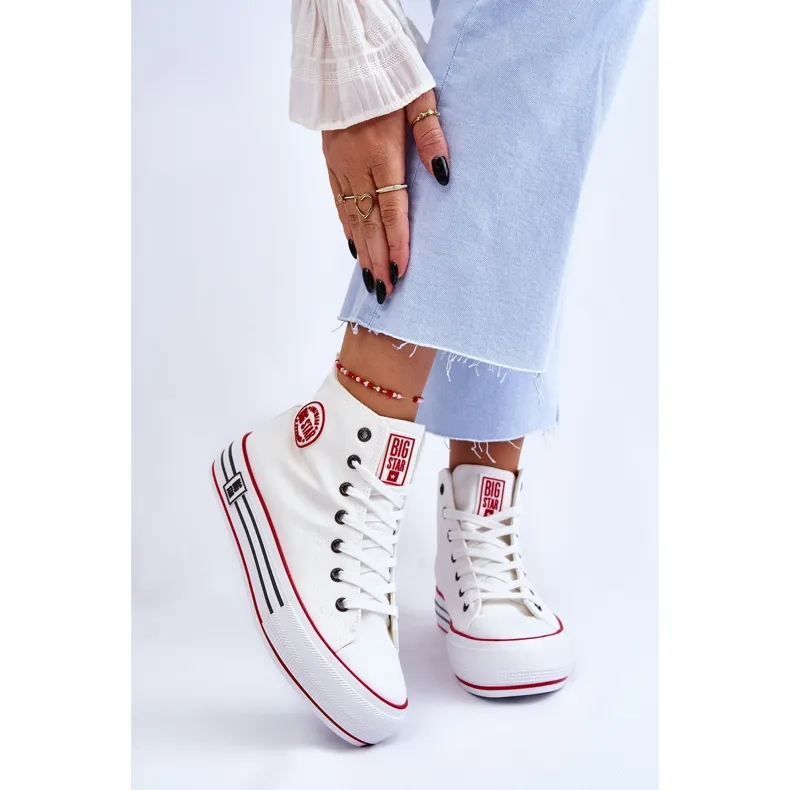 Women's High Textile Platform Sneakers Big Star LL274185 White