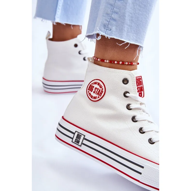 Women's High Textile Platform Sneakers Big Star LL274185 White