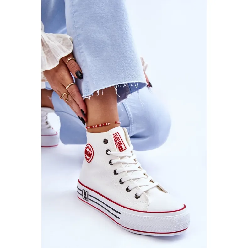 Women's High Textile Platform Sneakers Big Star LL274185 White