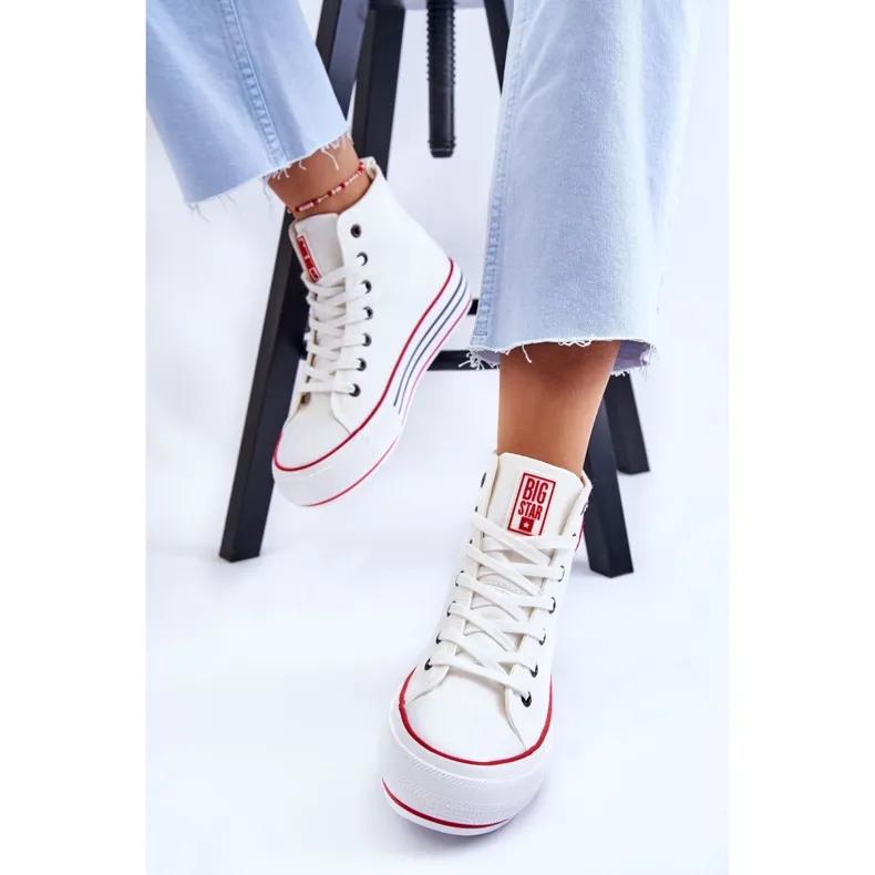 Women's High Textile Platform Sneakers Big Star LL274185 White