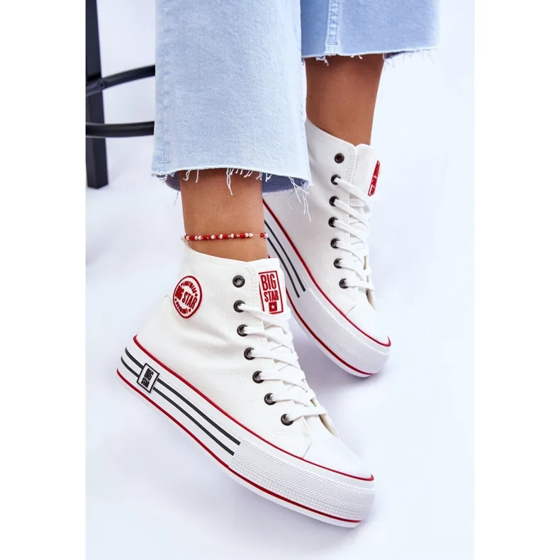 Women's High Textile Platform Sneakers Big Star LL274185 White