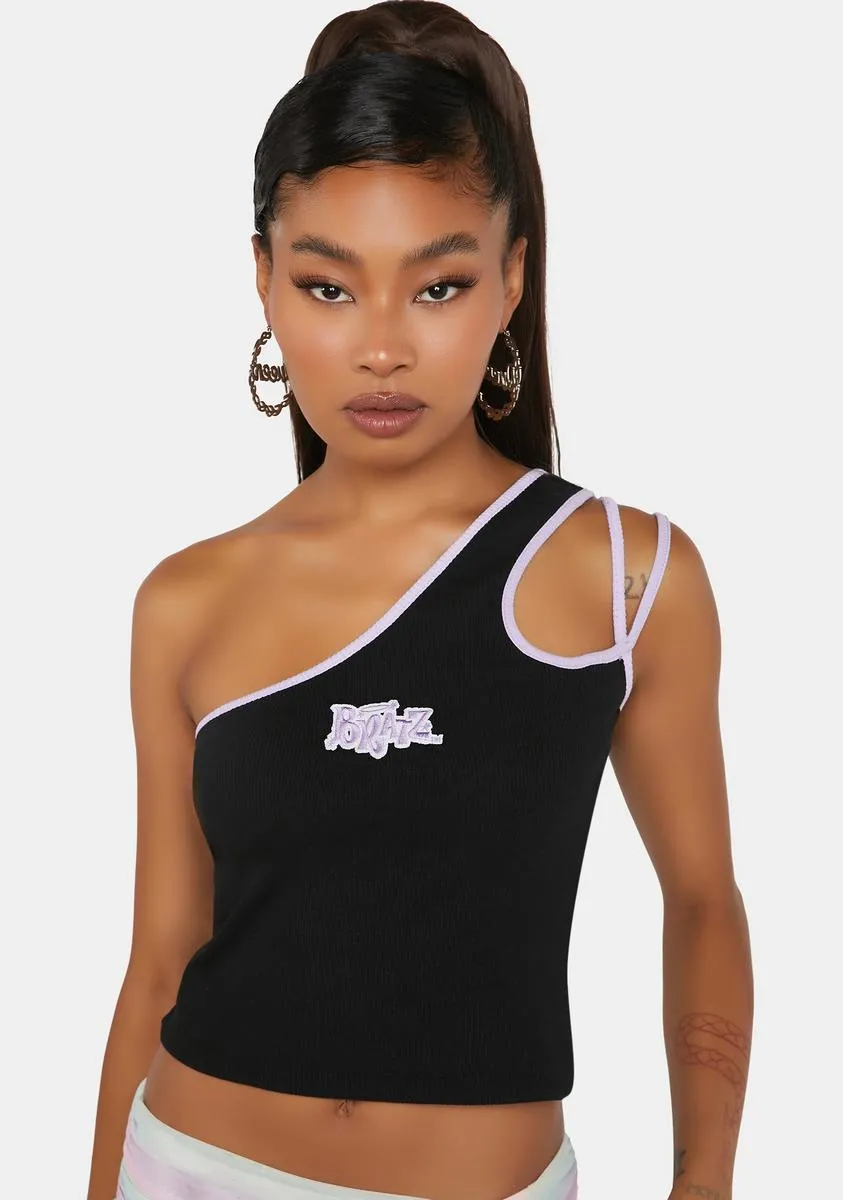 x Bratz Logo Embroidered Cut Out Vest Top-