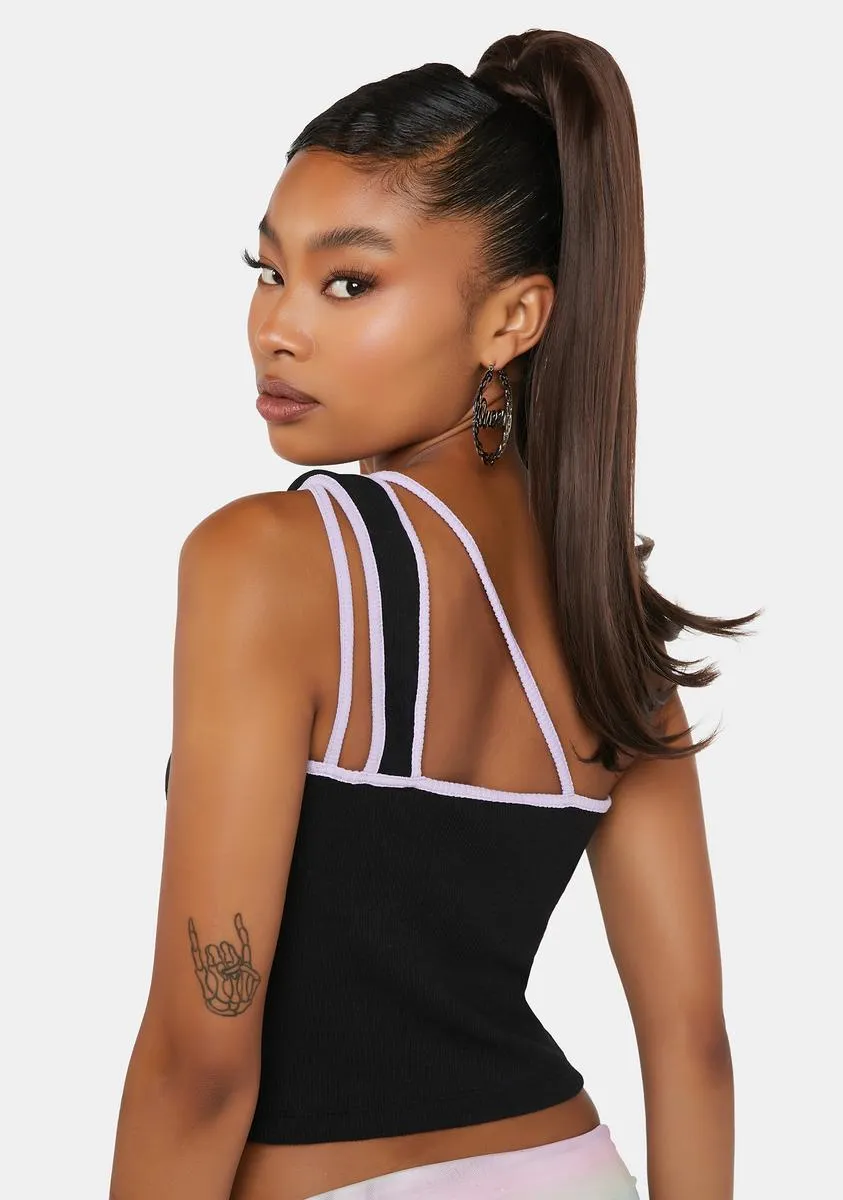 x Bratz Logo Embroidered Cut Out Vest Top-